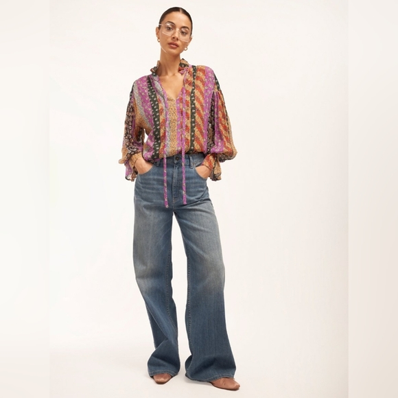 Equipment FARAH SILK SHIRT Size XXS  Patchwork Open Back 100% Silk NEW! - Picture 1 of 14